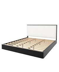 Streamdale Furniture Solid Wood King Platform Bed with Boucle Upholstered Headboard