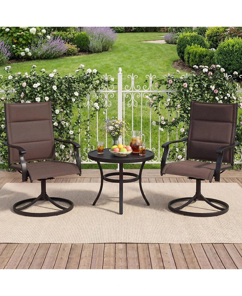 Sugift Padded Swivel Patio Chairs Set of 2 with Ergonomic High Back