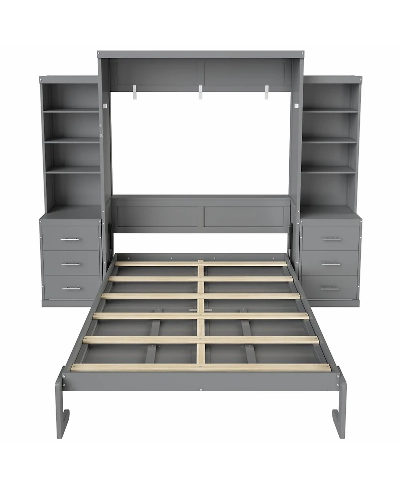 Streamdale Furniture Full Size Murphy Bed with Storage Shelves and Drawers