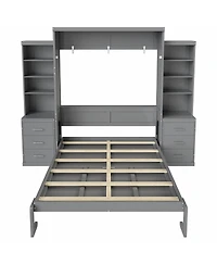 Streamdale Furniture Full Size Murphy Bed with Storage Shelves and Drawers
