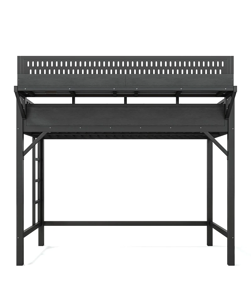 Streamdale Furniture Twin Xl Metal Loft Bed with Storage, Pegboard, Usb, and Led Lights