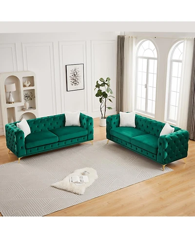 Streamdale Furniture 3-Seater Velvet Sofa Combo with Solid Wood Frame and Metal Feet