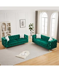 Streamdale Furniture 3-Seater Velvet Sofa Combo with Solid Wood Frame and Metal Feet