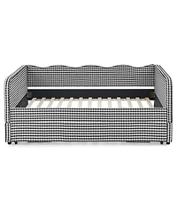 Streamdale Furniture Gingham Upholstered 3-in-1 Convertible Daybed with Trundle and Storage