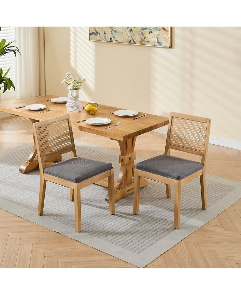 Streamdale Furniture Farmhouse Rattan Dining Chairs, Set of 2