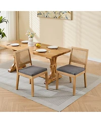 Streamdale Furniture Farmhouse Rattan Dining Chairs, Set of 2