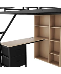 Streamdale Furniture Full Size Loft Bed with Desk, Charging Station, Storage and Led Lights