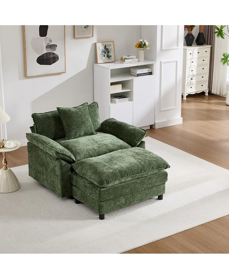 Streamdale Furniture 44.5" Modern Chenille Accent Chair with Ottoman