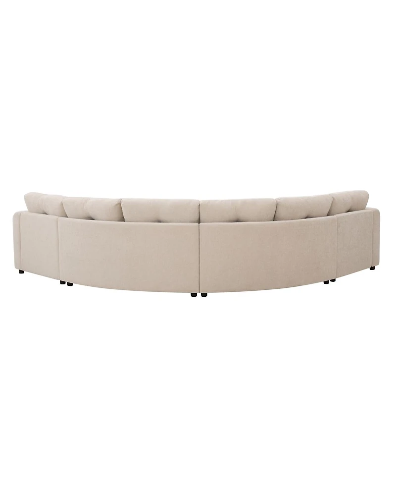 Streamdale Furniture 4-Piece Upholstered Curved Modular Sectional Sofa with Button