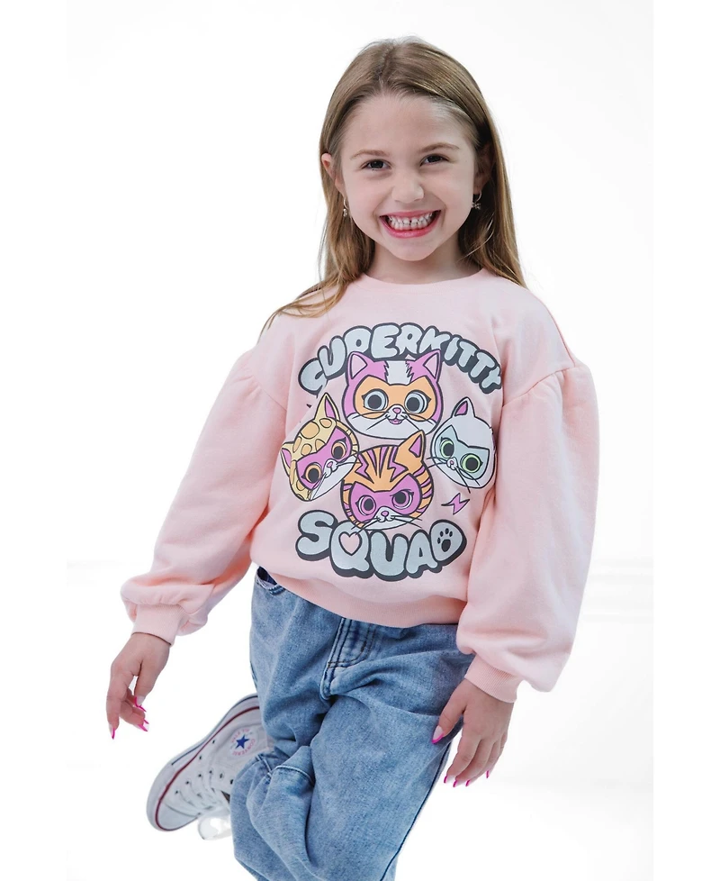 Super Kitties Girl's (5-8) Fleece Sweatshirt and Flare Leggings Set
