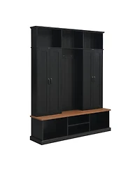 Streamdale Furniture 62.2''W Farmhouse Hall Tree with Bench, Storage Cubbies, Hooks and Cabinets