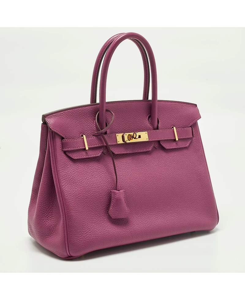Pre-Owned HERMES women's Anemone Togo Leather Birkin 30 Bag with Hardware