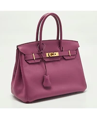 Pre-Owned HERMES women's Anemone Togo Leather Birkin 30 Bag with Hardware