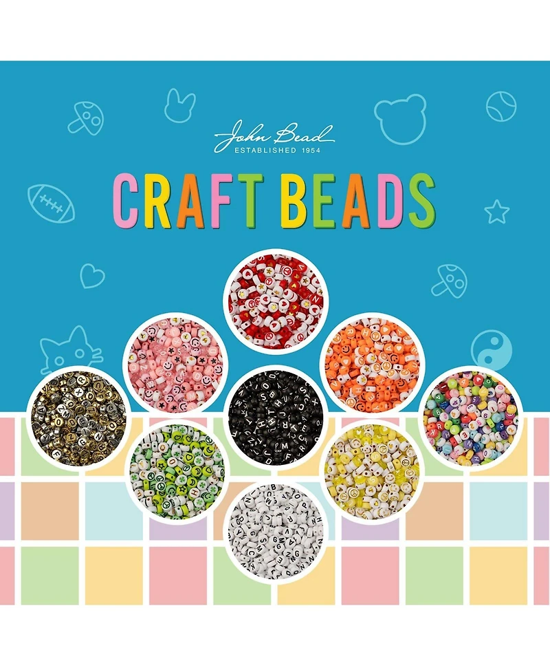John Bead 4x7mm Plastic Round Alphabet Craft Beads, 72g