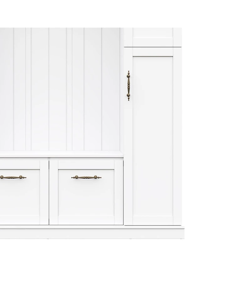 Streamdale Furniture Farmhouse Hall Tree with Storage Cabinets, Bench, and Coat Rack
