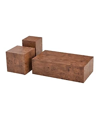 Streamdale Furniture Premium Burl Walnut Veneer Adjustable Cube Side Table, 11.8" x 11.8" x 19.7