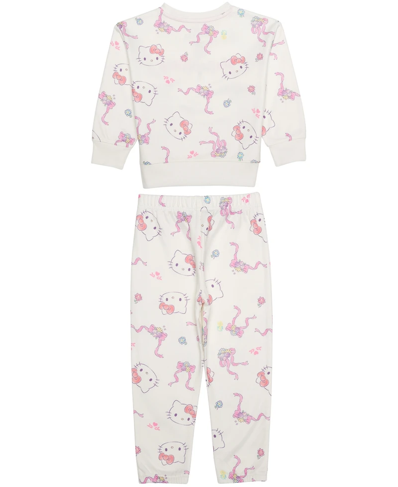 Epic Threads Toddler Girls' 12M-5T Hello Kitty Print Fleece Sweatshirt and Joggers, 2-Piece Set