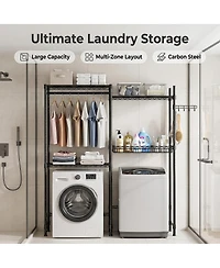 Streamdale Furniture 4-Tier Over-Washer/Dryer Storage Rack with Drying Hooks