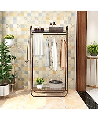 Streamdale Furniture Heavy Duty Rolling Garment Rack with Double Shelves
