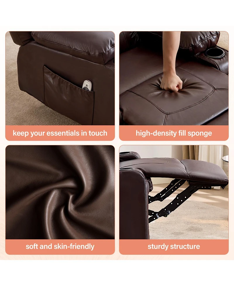 Streamdale Furniture Massage and Heat Swivel Rocker Recliner with Cup Holders and Usb
