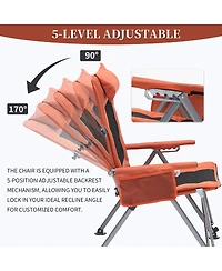 Streamdale Furniture 5-Position Adjustable Reclining Camping Chair with Side Pocket and Carry Bag