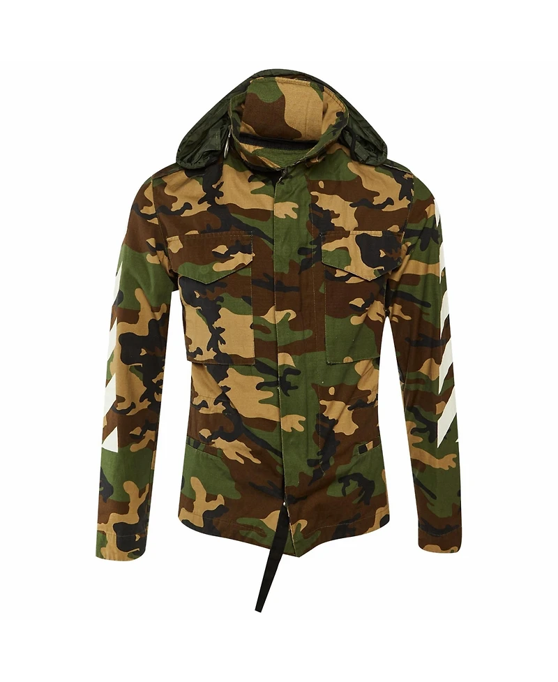 Pre-Owned Off-White Men's Camo Print Cotton Hooded Field Jacket