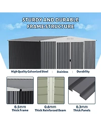 gaomon 9x12 Shed for Outdoor Storage, Galvanized Steel Metal Tool Sheds House with Lockable Doors, Lock and Air Vent