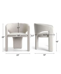 Maison Boucle Modern Upholstered Dining Chairs Set of 2, Water-Resistant Linen, Curved Open Back, Barrel Back Accent for Room