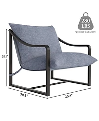homfan Mid-Century Modern Upholstered Accent Chair, Sturdy Metal Frame Armchair with Plush Seating, Cozy Reading Chair for Living Room, Study, Sunroom