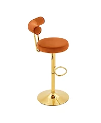 Streamdale Furniture Set of 2 Velvet Swivel Adjustable Bar Stools with Gold Legs
