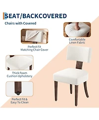 gaomon Dining Chairs Set of 2, Mid Century Modern Upholstered Chairs with Rattan Wood Back, Armless Kitchen Chairs for Dining Room