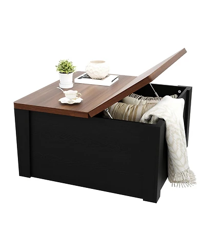gaomon Modern Farmhouse 31.5" Square Flip-Top Coffee Table with Hidden Storage and Gas Struts, Wood Grain Finish