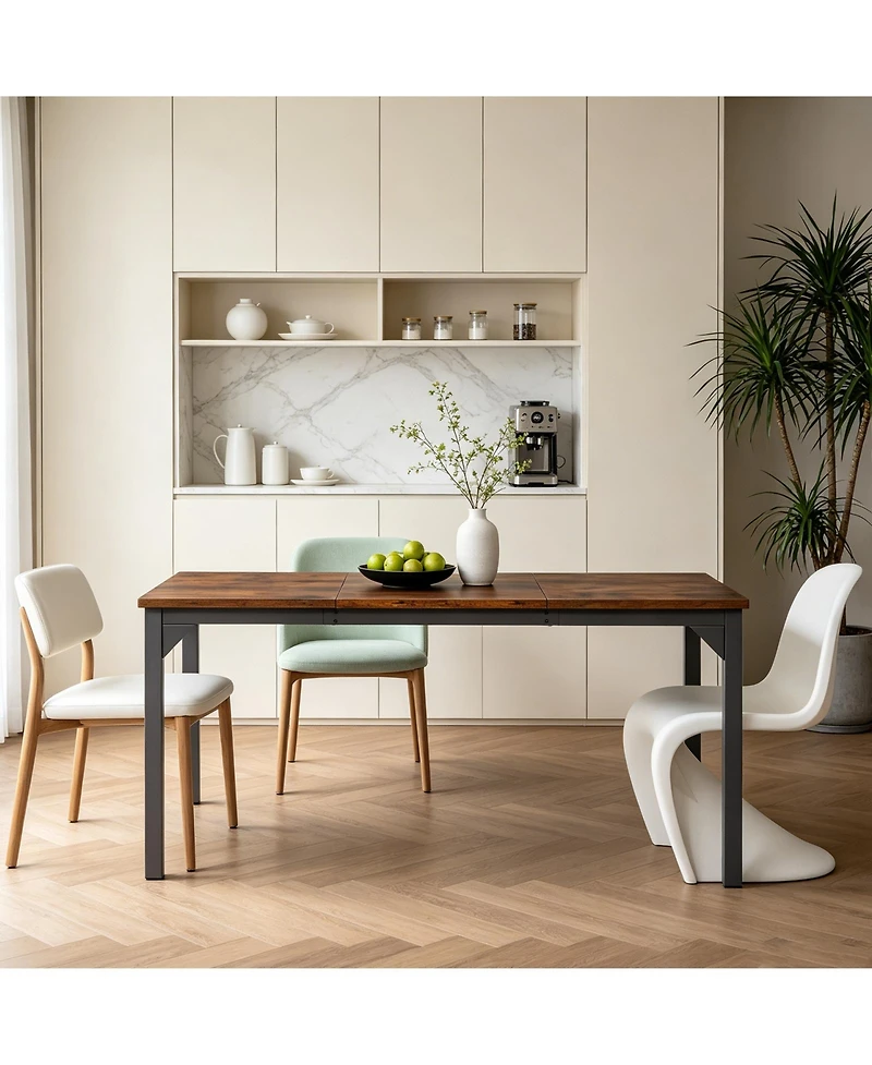 gaomon 71" Industrial Rectangular Dining Table Seats 6-8 People, 25mm Extra Thick Tabletop with Sturdy Metal Frame, Large Kitchen