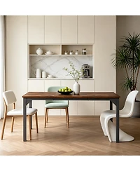 gaomon 71" Industrial Rectangular Dining Table Seats 6-8 People, 25mm Extra Thick Tabletop with Sturdy Metal Frame, Large Kitchen