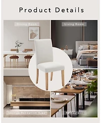 homfan Upholstered Parsons Dining Chairs Set of 2, Farmhouse Kitchen Chairs, Upholstered Linen Accent Chairs for Home Kitchen/Dining Room
