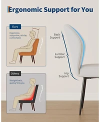 homfan Set of 2 Fabric Upholstered Dining Chairs with Metal Legs, Modern Side Chairs