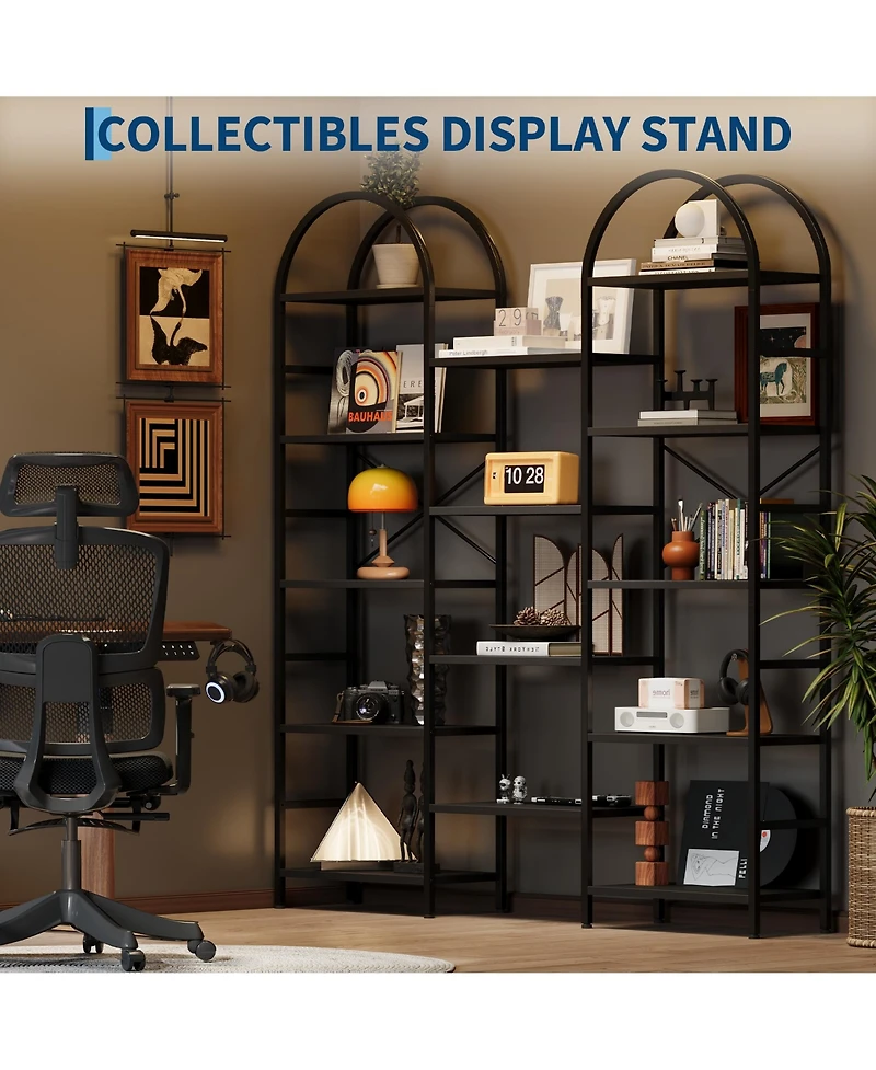 gaomon 5-Tier Arched Bookshelf Industrial Storage Rack with Open Shelves