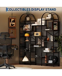 gaomon 5-Tier Arched Bookshelf Industrial Storage Rack with Open Shelves