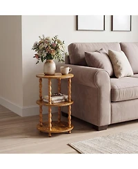 gaomon Three-Tier Spiral-Leg Round Side Table-a compact coffee table perfect for the living room, bedroom, balcony, or study