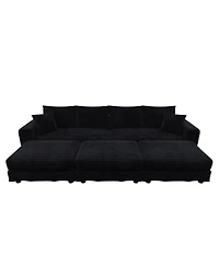 Streamdale Furniture 102.4" Modern Plush Corduroy 4-Seat Cloud Sofa with 3 Ottomans