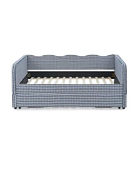 Streamdale Furniture Gingham Upholstered 3-in-1 Full-Size Daybed with Trundle and Storage