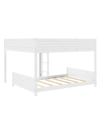 Streamdale Furniture Full Xl over Full Xl Wooden Bunk Bed with Storage, Ladder, and Slat Support