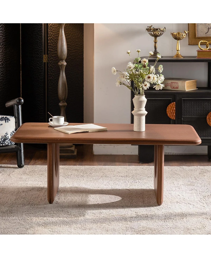 Streamdale Furniture 47.24" Modern Minimalist Rectangular Wood Coffee Table with U-Shaped Legs