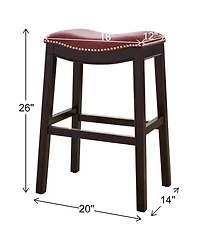 HomeRoots 26" Solid Wood Backless Counter Height Bar Chair