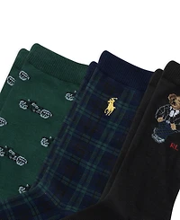 Polo Ralph Lauren Boys' 4-11 Biker Tux Box Bear Socks, 3-Pack