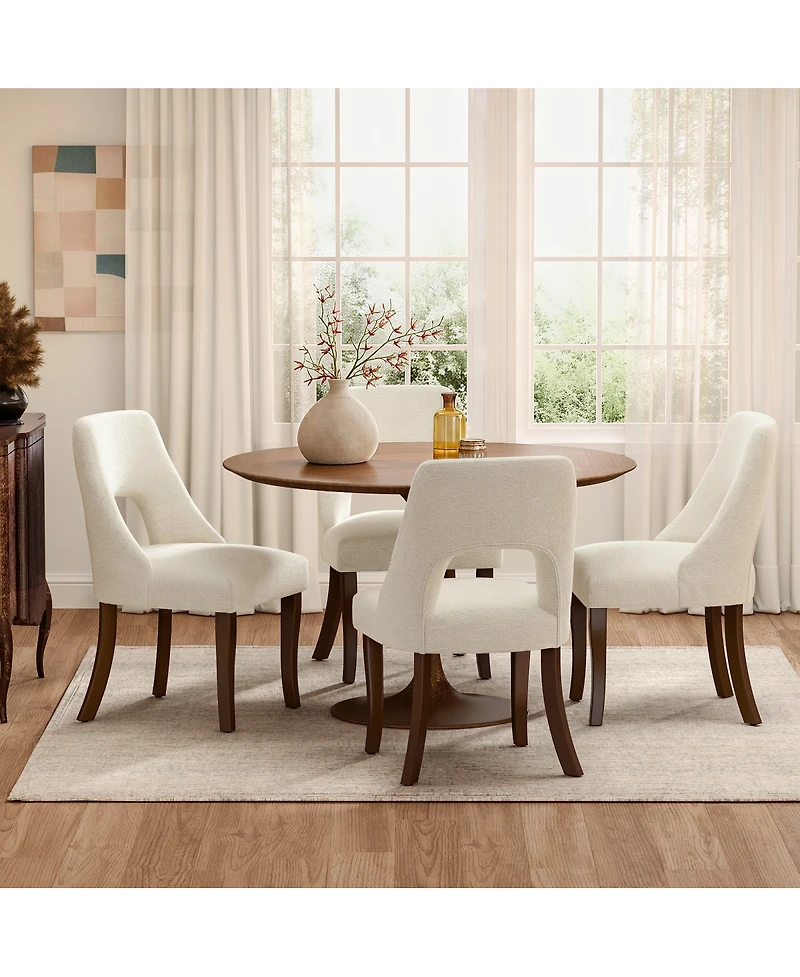 Streamdale Furniture Set of 2 Upholstered Chenille Dining Chairs with Solid Wood Legs