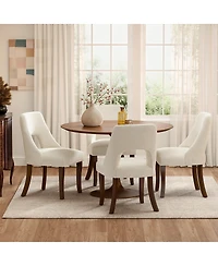 Streamdale Furniture Set of 2 Upholstered Chenille Dining Chairs with Solid Wood Legs