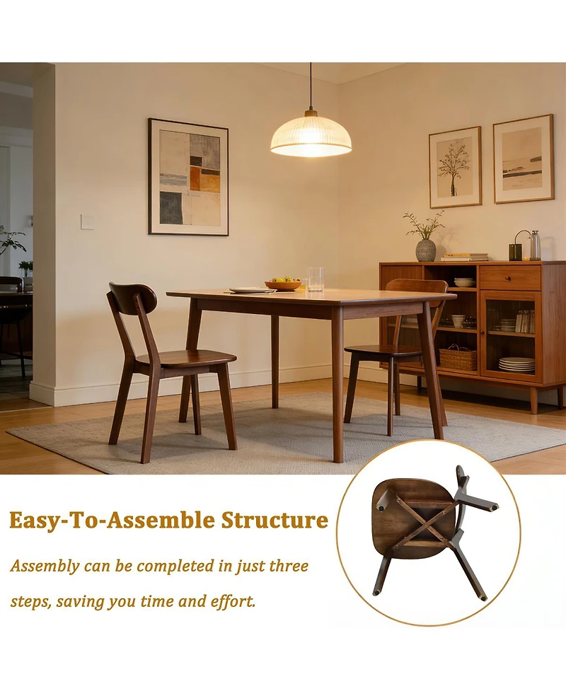 Streamdale Furniture Mid-Century Modern Solid Wood Dining Chair with Curved Backrest
