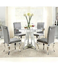 Streamdale Furniture Diamond Crush Round Mirrored Glass Dining Table with Mirrored Base