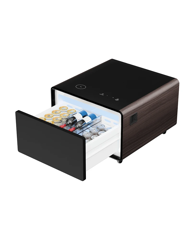 Streamdale Furniture Smart Side Table with Built-in Fridge, Wireless Charging and Usb Ports